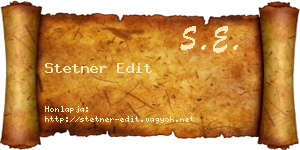 Stetner Edit névjegykártya
